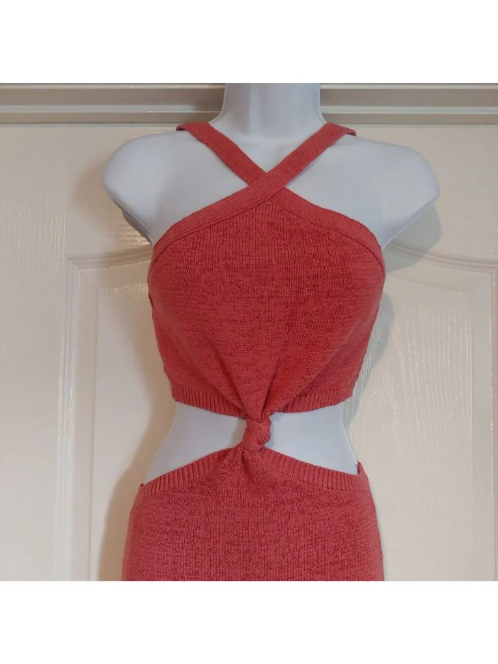 Express Knot Cutout Maxi Dress Sunset Pink Boho Resort Glam Beachy Cruise S - Picture 4 of 11